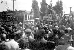 A 40-es villamos, feltehetőleg az 1948-as oszággyűlési választások előtt., Királyhágó utca, Budapest (forrás: Pándy Tamás)